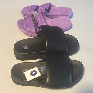 wild fable Black and Purple Slide Sandals